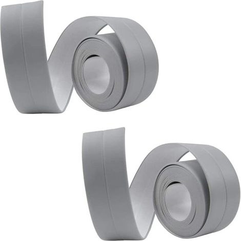 Bandes de calfeutrage imperméables et anti-moisissures pour cuisines et salles de bains (3,8 cm x 3,2 m) (gris, paquet de 2) (1/5)
