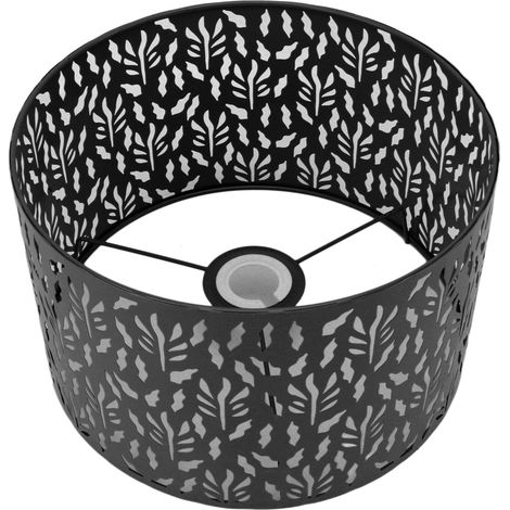 Metalllampenschirm, hohlgeschnitzt, modernes Design, kompatibel mit E27- und E14-Schraubfassungen, Motiv: Wasser, Gras und Blätter, schwarz (1/5)