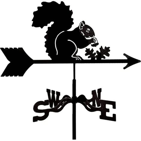 Girouette en métal, girouette de jardin, girouette d'extérieur avec support, idéale pour les fermes, les terrasses, les jardins et les pergolas - Écureuil