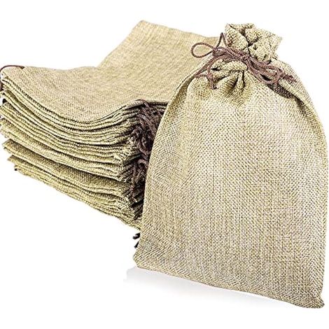 Lot de 50 sacs en toile de jute avec cordon de serrage, 17,8 x 22,9 cm, pochette à bijoux pour fête de mariage, loisirs créatifs, Noël, cadeaux (crème, 17,8 x 22,9 cm) (1/5)