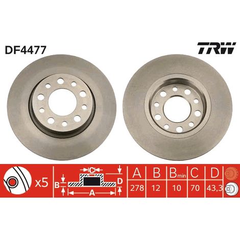 DISCO FRENO POSTERIORE DF4477 TRW (1/2)