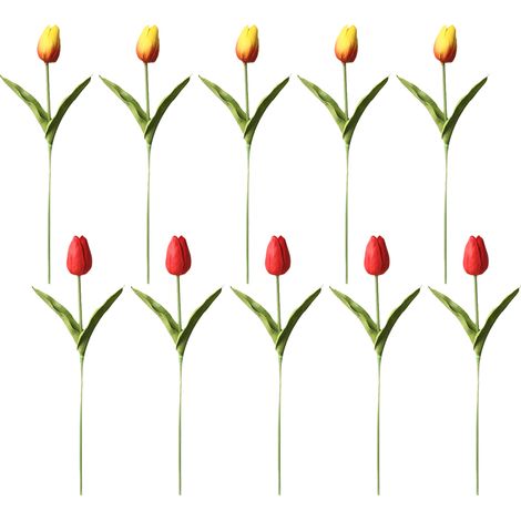 Tulipes artificielles en PU, aspect réaliste, bouquet de 10 pièces, idéal pour la décoration de la maison, du bureau ou d'un mariage. (1/5)