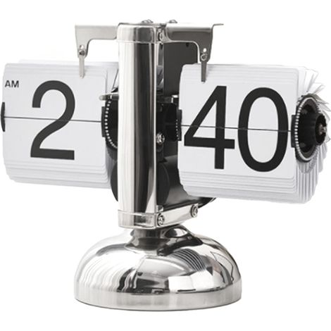 Horloge numérique à bascule rétro minimaliste, horloge mécanique automatique à un pied, horloge de bureau pour la maison et le salon, blanche (1/5)
