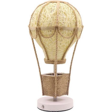 Lampe de table montgolfière en rotin tressé à la main, décoration romantique pour chambre d'enfant ou bureau, éclairage d'ambiance (1/5)