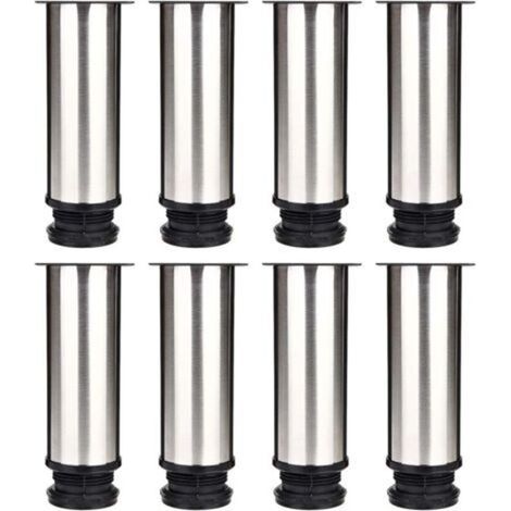 Lot de 8 Pieds de Meubles, Pied Cuisine Réglables Ø 50 mm/Hauteur 150 mm Ronds Métal Acier Inoxydable Canapé Jambe Table Pieds (1/5)
