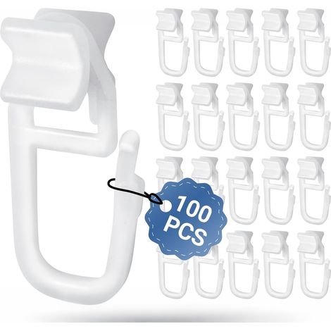 Ensemble de 100 pièces de roulettes de rideaux en X, rails de rideaux universels et accessoires, approvisionnement direct en gros. (1/5)