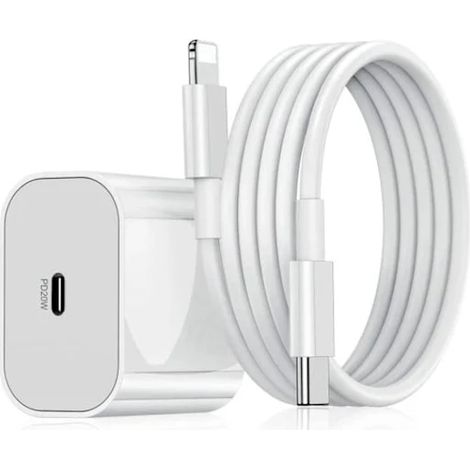 Chargeur rapide pour iPhone, adaptateur secteur USB-C 20 W + câble de données de 2 m, blanc - Comprend 1 chargeur et 1 câble de charge de 2 m (1/4)
