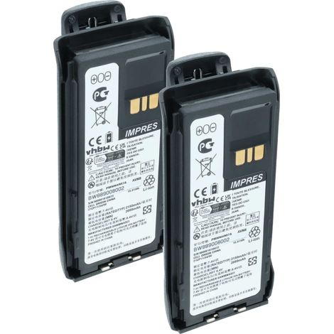 vhbw 2x Batterie remplacement pour Motorola PMNN4807A, PMNN4808, PMNN4808A pour radio talkie-walkie (2150mAh, 8,4V, Li-ion) - avec clip de ceinture