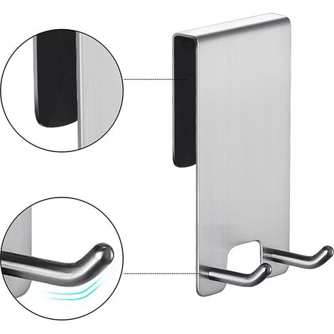 Ahlsen Gancho para cabina de ducha - no requiere taladrar - interior acolchado - acero inoxidable - para ventanas con un espesor de 6 a 11 mm (1/5)