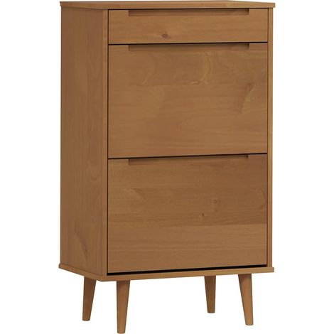Shoe Cabinet MOLDE Brown 59.5x35x103 cm Solid Wood Pine vidaXL