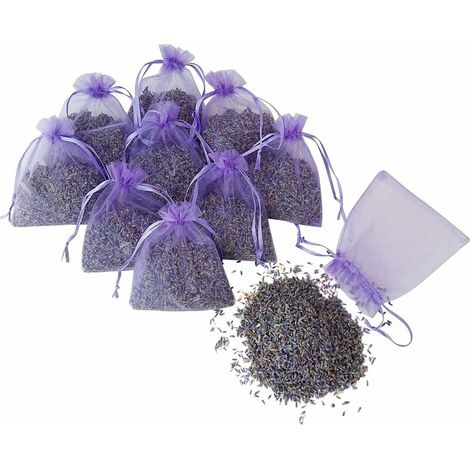 Sachets Lavande - Fleurs Séchées Naturelles pour Armoires et Rangement - Parfum Relaxant et Anti-Mites - 10 Pièces (1/5)
