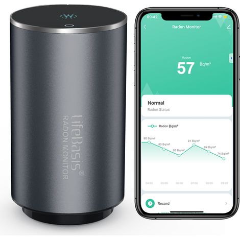 Détecteur de Radon Intelligent WiFi – Noir, Norme Européenne – Surveillance en Temps Réel pour Maison, Chambre et Bureau – Application Mobile (1/5)