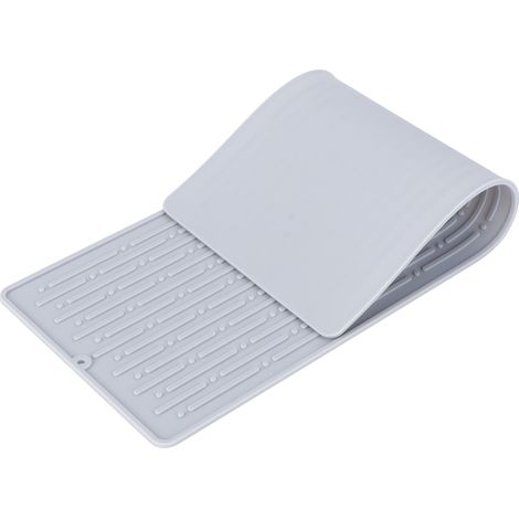 Tapis de Séchage Anti-Dérapant en Silicone pour Bouteilles, Accessoire de Cuisine Gris (4 Trou Rack Égouttoir)
