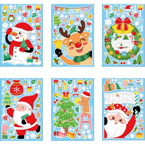 Adhesivos Navideños Para Ventana - PVC Estático Sin Pegamento - Decoración Navidad Año Nuevo Fiesta - 6 Unidades (1/5)