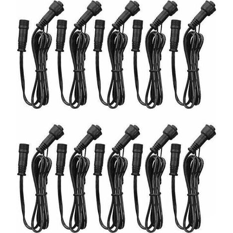 Cable Rallonge, 10 Pack, Pour Spots LED Encastrables,Etanche IP67,1M / 3.3Ft, 2Pin, avec connecteurs mâles et femelles (1/4)