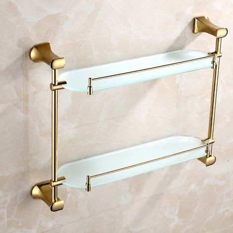 Étagère de salle de bain double niveau ovale en cuivre doré porte-serviettes BH503J 60 g – Livraison gratuite (1/5)