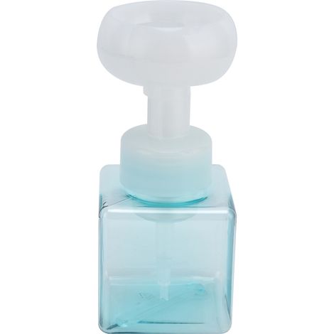 Flacon pompe mousse 250ml rechargeable réutilisable en forme de fleur distributeur de savon liquide portable (Bleu transparent)