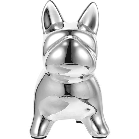 Tirelire en Céramique de Chien Argentée, Boîte à Monnaie Standard pour Garçon et Filles, Décoration Artistique pour Chambre et Bureau (1/5)