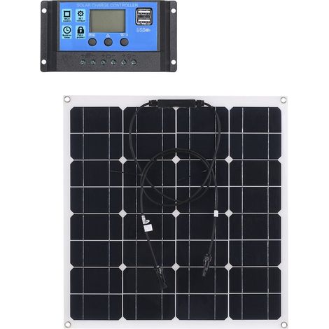 Panneau solaire flexible monocristallin 50 W, contrôleur bleu QPUION 40 A (1/5)