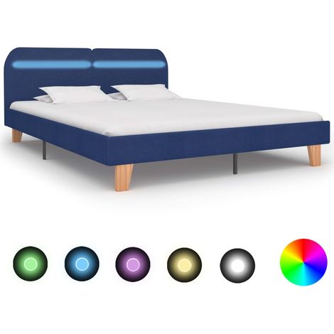Bettgestell mit LED Blau Stoff 160x200 cm