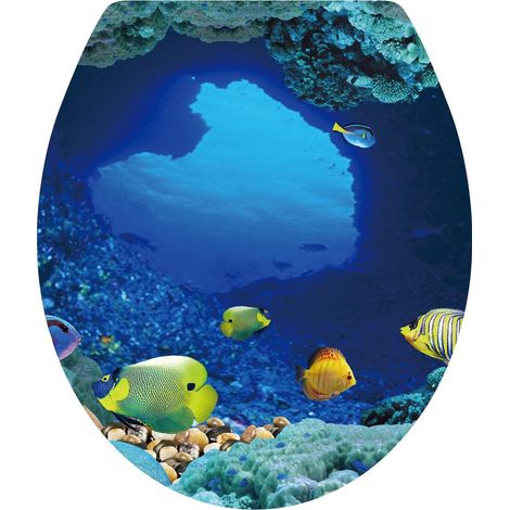 Autocollant Couvercle WC - Thème Mer Fleurs - Étanche PVC - 34 x 40 cm - Pour Décoration Salle De Bain - 1 Pièce