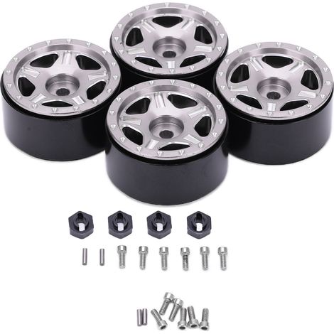 4 pièces Jantes Aluminium Durables sans Vis Faciles à Installer 1/24 pour Voiture RC Amélioration Pièces Détachées Titane (1/5)