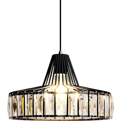 Suspendu en Cristal Moderne Hauteur Réglable Lampe Suspension en Métal et Verre Douille E27 Noir 32cm Lumière chaude (1/5)
