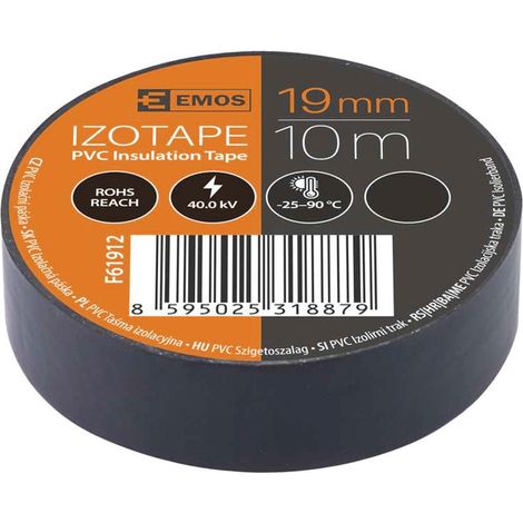 Nastro isolante in PVC, 10 m, 19 mm / 0,13 mm, nero, 10 pezzi
