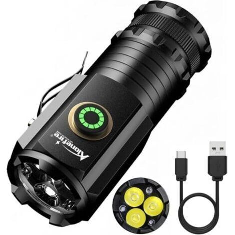 X23 Mini Lampe de Poche LED USB-C Rechargeable Petite Lumineuse 5 Modes Lampe Stylo Portatif Etanche Longue Durée de Vie des Piles avec Aimant de Queue, Clip, Pile pour Extérieur, Randonnée