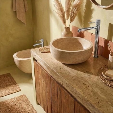 Exagonshop Coppia rubinetti lavabo alto e bidet senza scarico in
