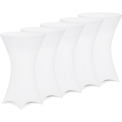 DEUBA® 5x Housses de table de bar bistrot ronde nappe mange debout protection table de cocktail tissu stretch Set de 5 Ø80 cm / Blanc
