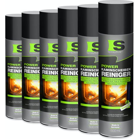 Spraytive 6x 500ml Power-Kaminscheibenreiniger – Aktivschaum für Kamin - & Ofenglas, entfernt Ruß & Fett (1/5)