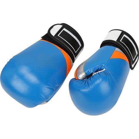 Gants de boxe en cuir PU pour enfants, avec sac de sable, pour l'entraînement et le combat (KidBlue) (1/5)