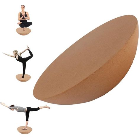 Cork hemisphere for balance board, half training ball, 30 cm diameter, made of natural cork, compatible with all balance boards for children and adults. (1/5)