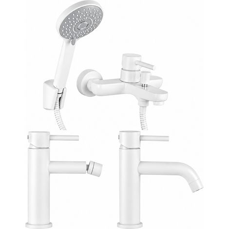 Pacchetto miscelatori per bagno in colore bianco opaco Pollini Jessy KITJES5BO