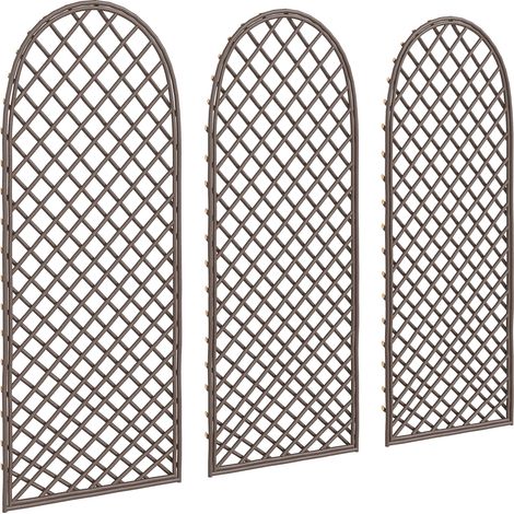 Set mit 3 geflochtenen Weidenrankgittern – Bogenförmige Paneele – Natürliche Holzoptik – 43 x 2 x 112 cm – Für Kletterpflanzen