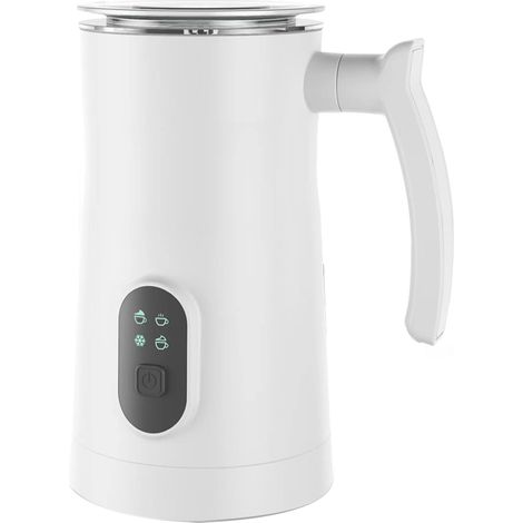Mousseur à lait électrique en acier inoxydable 4 en 1, machine à mousse chaude/froide, fonctionnement silencieux, intérieur antiadhésif 400 W, 350 ml, automatique et cuiseur vapeur pour café chaud (1/5)