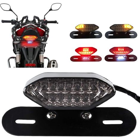 20 LED-Motorrad-Rücklicht, integriertes Motorrad-LED-Bremslicht und Blinker, Motorrad-LED-Motorrad-LED-Fahrlichter mit Eisenrahmenmontage, schwarze Linse (1/5)