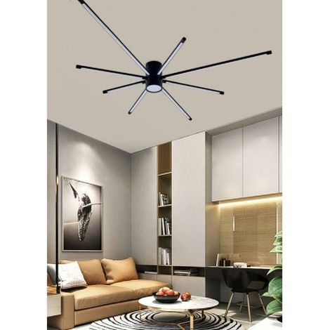 TRADE SHOP - Lampadario Soffitto Led 43w Plafoniera Moderna Nero Luce 6500k 3000k 4000k Pn-27n - -Bianco Caldo      -