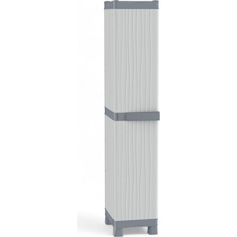 Escobero alto de material termoplástico impermeable con 6 bandejas interiores regulables gris claro