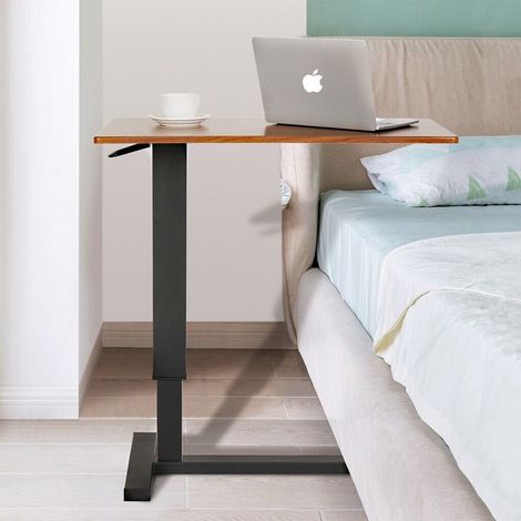 Mobil Laptoptisch Sofatisch Pflegetisch Krankentisch Betttisch Beistelltisch mit Gasfeder & Rollen Höhenverstellbar (1/5)