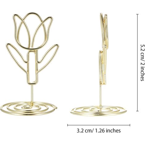 Paquet de 20 porte-numéro de Table Clips Photo support de signe en forme de tulipe carte de nom pour centres de table fête d'anniversaire de mariage décoration de la maison (1/5)