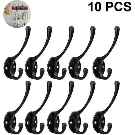 Lot de 10 crochets rustiques muraux doubles robustes style rétro (1/4)