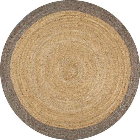 Tapis de salon Style Moderne Tapis fait à la main - Tapis de sol Jute avec bord gris 90 cm BV157578 - BonneVie (1/5)