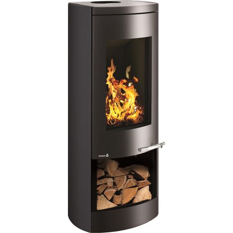 Kaminofen Typ11381-Motho schw./gussgr.Holzfach rund 8kW