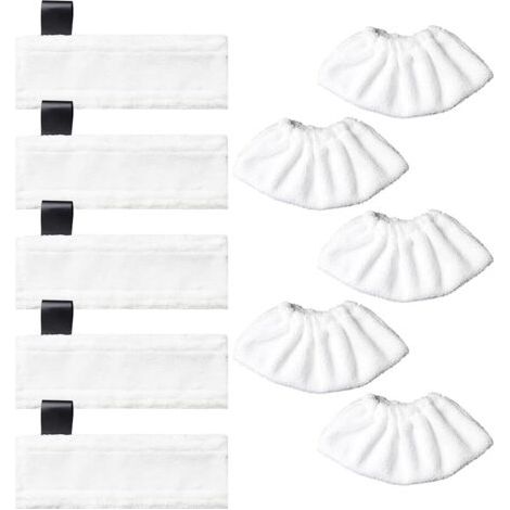 5 Bonnettes pour Buse de Sol en Microfibre + 5 Chiffons pour Buse à Main Accessoire lavables Compatibles avec Kärcher EasyFix SC2, SC3, SC4, SC5 Nettoyeurs Vapeur (1/5)