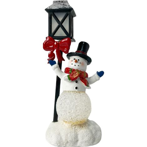 Figurine de Père Noël, bonhomme de neige lumineux en résine, décoration de Noël de bureau (Type D) (1/2)