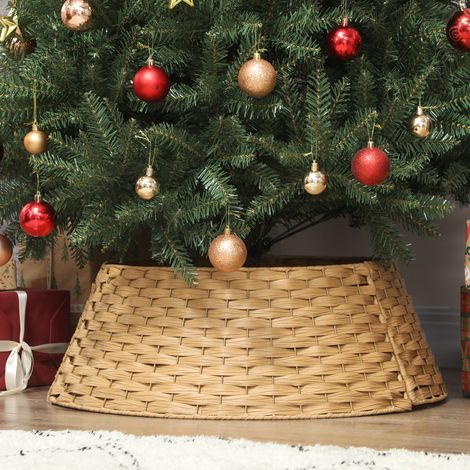 Gonna per albero di Natale, Ø 68 cm, collare in plastica per albero di Natale, per supporti per albero di Natale, copertura per supporto albero di Natale per casa, feste, decorazioni, legno naturale (1/5)
