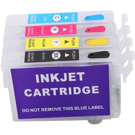 Zubehörset mit 4 Tintenpatronen (schwarz, blau, rot, gelb) für die Drucker T0711, T0712, T0713 und T0714 (1/5)
