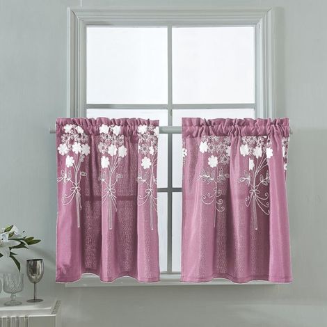 Rideau Court - 51,5 x 16,2 Pouces - Tissu Coton Polyester - Occultant Semi-Opacifiant - Pour Fenêtre de Cuisine Salle de Bain ou Petit Espace - 1 Pièce (1/5)